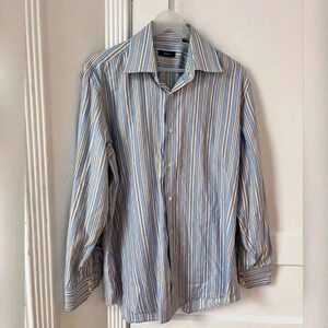 Hugo Boss Blue Striped Button Down Shirt LIKE NEW
